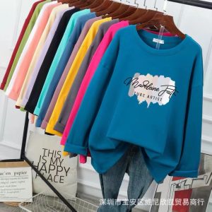9.9 Free shipping one piece dropshipping autumn plus-size women's T-shirt long sleeve factory direct delivery foreign trade 1-5 yuan stall source