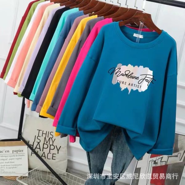 9.9 Free shipping one piece dropshipping autumn plus-size women's T-shirt long sleeve factory direct delivery foreign trade 1-5 yuan stall source - Image 2