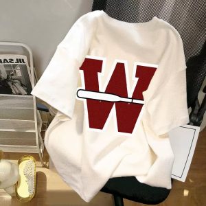 American retro short sleeve T-shirt women's summer ins, trendy and versatile, loose large size niche design sense letter print top