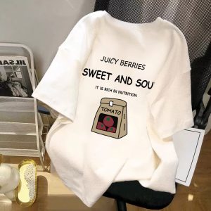 American retro short sleeve T-shirt women's summer ins, trendy and versatile, loose large size niche design sense letter print top