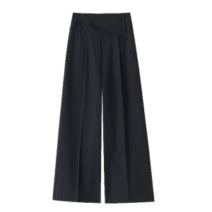 2025 spring/summer new irregular suit pants women's high-waisted wide-leg pants straight-leg casual loose floor-length trousers