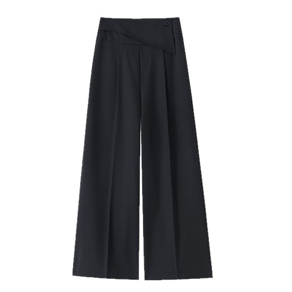 2025 spring/summer new irregular suit pants women's high-waisted wide-leg pants straight-leg casual loose floor-length trousers - Image 5