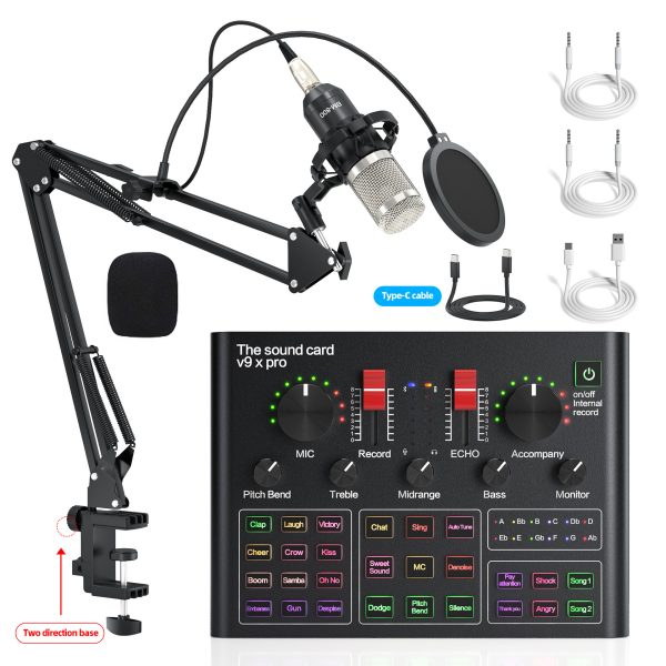 Cross-border foreign trade exclusively for V9 English live broadcast sound card complete set of equipment for mobile phones, computers, Tiktok podcasts - Image 3