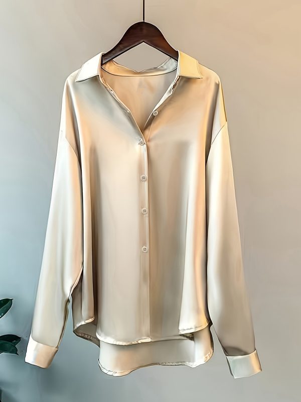 Elegant Office Blouse Autumn Long Sleeve Button cross-border - Image 2