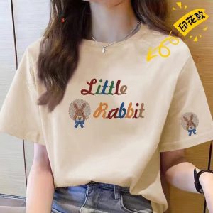 Wholesale Cotton Short Sleeve T-Shirt Women's 2025 Summer New Loose Plus Size Half Sleeve Crew Neck Couple Casual Top Tide