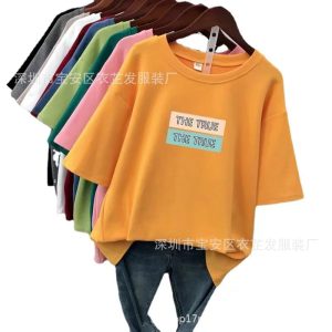 1 yuan factory direct sales source summer free shipping large size short-sleeved T-shirt women's clothing wholesale 2 yuan street stall cheap clothes