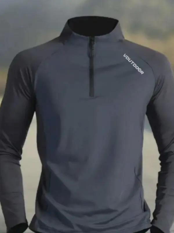 Outdoor city quick-drying clothes men's fitness sports long sleeves breathable stretch base training running casual coach top