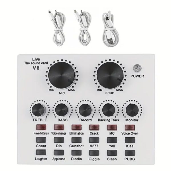 New White V8 Mobile Phone Computer English Sound Card Podcast Equipment BM800 Microphone Singing Game Live Broadcast Set - Image 2