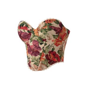 Cross-border foreign trade Street retro jacquard wrap corsage lace tie French niche herbone corset waist slim vest