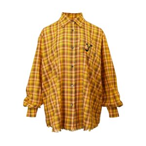American Vintage Yellow Plaid Shirt Jacket Jacket Cruise 2024 Styles for Men and Women Exclusive Chic Top Couple Shirt