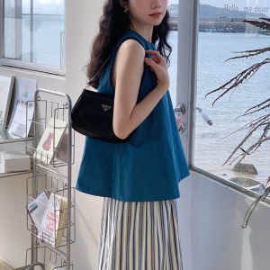 Ramesse | Island Town Peacock Blue Simple Crew Neck Solid Color Tank Top Summer Sleeveless Top