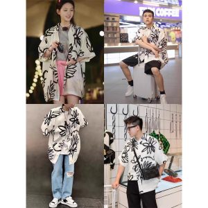 Seaside vacation men's cuba collar ice silk beach flower shirt short sleeve men's summer sanya haihai wear island clothes