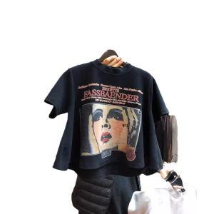Short Sleeve T-Shirt Women's Summer 2025 New Short Loose White Cartoon Print Student Top Plus Size Women's Fashion Trend