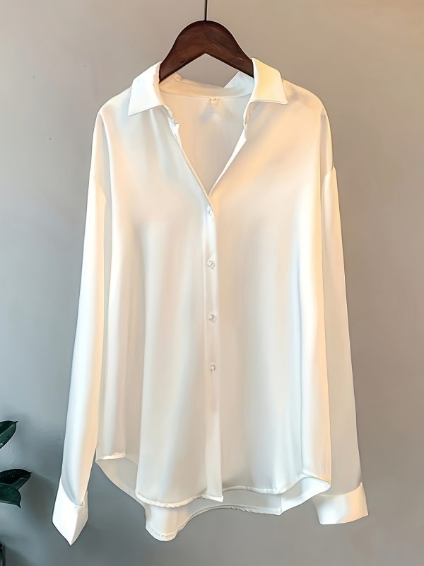 Elegant Office Blouse Autumn Long Sleeve Button cross-border - Image 3