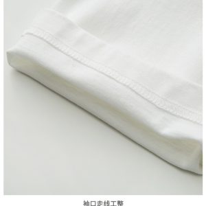 Heavyweight Xinjiang combed cotton bag collar edge pure white short-sleeved T-shirt men and women summer loose large size round neck T-shirt casual