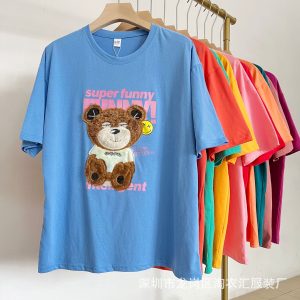 Summer New Women's Short Sleeve T-Shirt Korean Version Large Size Loose Women's Half Sleeve Crew Neck T-Shirt Stalls Source 1688