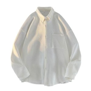 Corduroy shirt boys spring and autumn vintage American retro long sleeve shirt design sense Japanese casual jacket