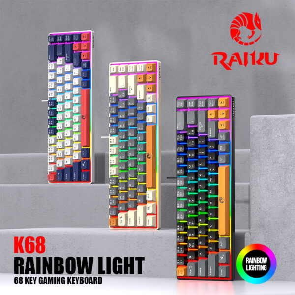 Lei Kui K68 dual color matching 68 keys gaming competition office notebook gaming usb wired keyboard cross-border - Image 2