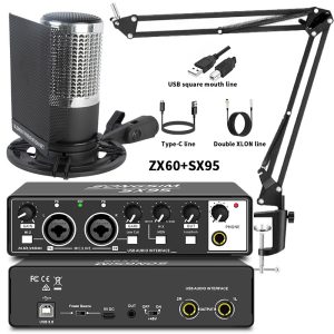 External sound card set, cross-border English computer mobile phone live broadcast, 48V microphone set, podcast set