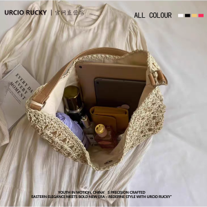URCIO RUCKY Brand Straw Bag Bag Women's 2025 New Large Capacity Versatile Summer Resort Tote Bag