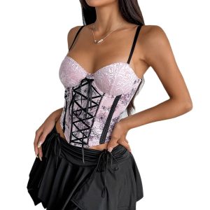 Street photography trend European and American style mesh print cross lace-up underwire herringbone backless hot girl sexy small suspender 1847