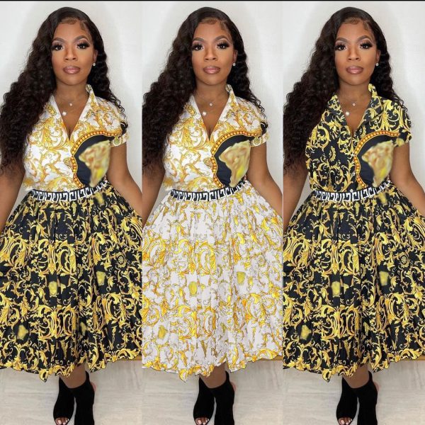 Cross-border European and American fashion casual suits office professional wear digital positioning contrast print dresses for women