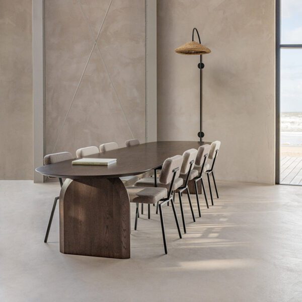 Japanese-style wabi-sabi style solid wood dining table and chairs, home small dining table, designer desk, long table, long table, log oval - Image 2