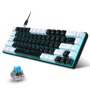 New 68 key wired mechanical gaming keyboard hot swap blue switch engineering two-color injection keycaps ice blue light