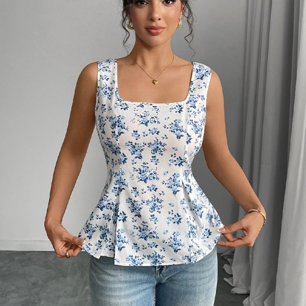 Cross-border Amazon ebay foreign trade 2025 summer European and American vacation style floral small vest suspender top lace-up women - Image 3