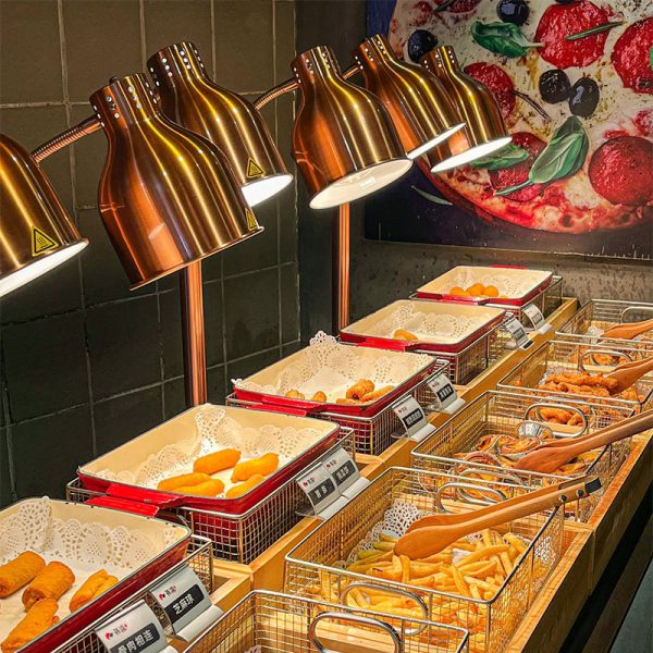 Buffet Food Insulation Lamp, Catering Heating Lamp, Food Heating Lamp, Marble Double-head Insulation Station, Insulation Table - Image 4