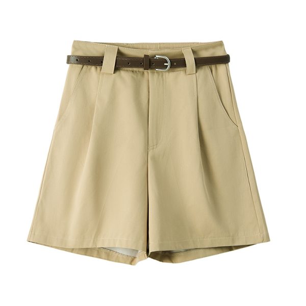 Real shot of cargo shorts, women's summer thin high-waisted wide-leg suit pants, A-line loose casual slimming cropped pants - Image 5
