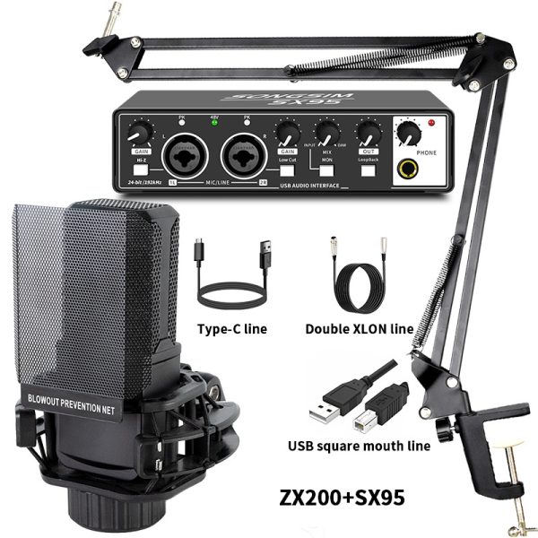 External sound card set, cross-border English computer mobile phone live broadcast, 48V microphone set, podcast set - Image 5