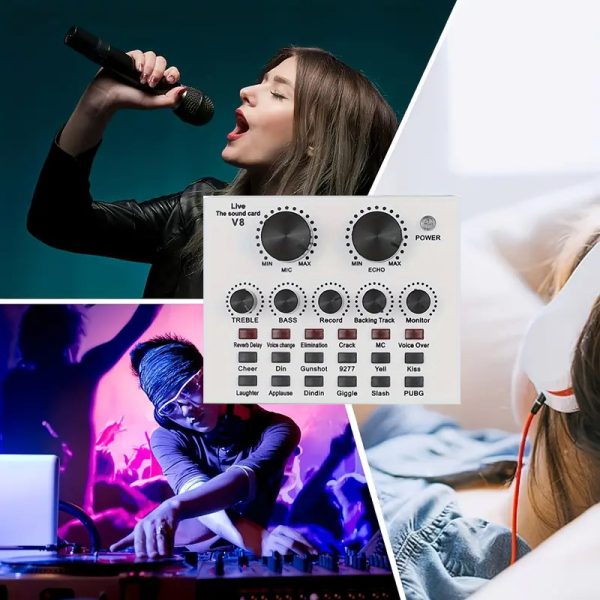 New White V8 Mobile Phone Computer English Sound Card Podcast Equipment BM800 Microphone Singing Game Live Broadcast Set - Image 4