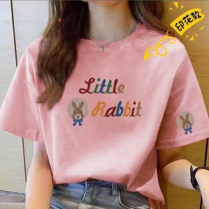 Wholesale Cotton Short Sleeve T-Shirt Women's 2025 Summer New Loose Plus Size Half Sleeve Crew Neck Couple Casual Top Tide