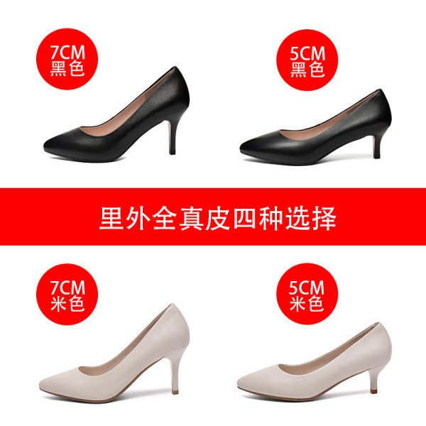 Source factory 2023 spring women's shoes high heels pointed toe leather business shallow mouth single shoes comfortable all-match work shoes - Image 4