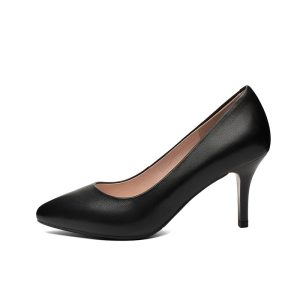 Source factory 2023 spring women's shoes high heels pointed toe leather business shallow mouth single shoes comfortable all-match work shoes