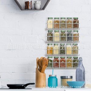 Cross border metal storage rack kitchen wall mounted spice rack punching-free kitchen cabinet door storage shelf spice rack