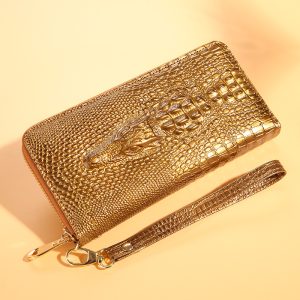 Single pull crocodile head wallet women's wallet large capacity mobile phone clutch one piece drop shipping long zipper bag