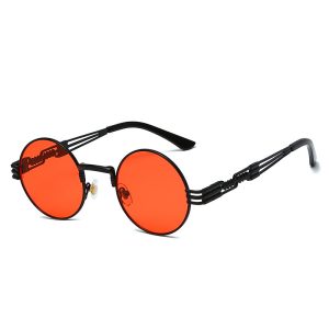 Classic European and American metalpunk sunglasses women's retro cutout glasses men's round trendy sunglasses wholesale