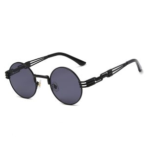 Classic European and American metalpunk sunglasses women's retro cutout glasses men's round trendy sunglasses wholesale
