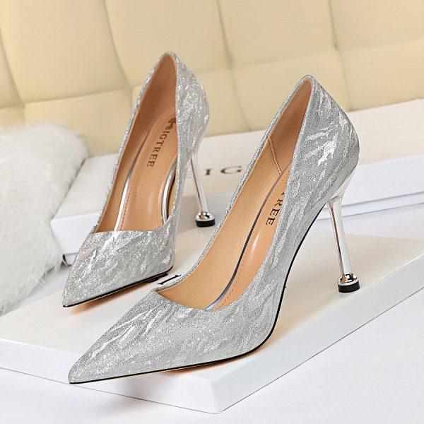 0755-6 European and American style versatile women's shoes, bridesmaid shoes, wedding shoes, high heels, shallow pointed toe, sexy nightclub, thin women's single shoes - Image 2
