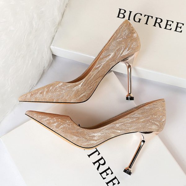 0755-6 European and American style versatile women's shoes, bridesmaid shoes, wedding shoes, high heels, shallow pointed toe, sexy nightclub, thin women's single shoes - Image 3