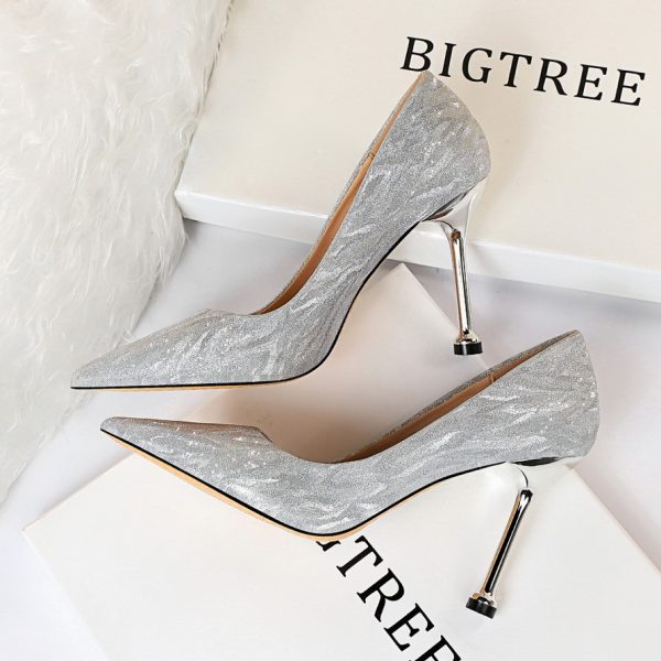 0755-6 European and American style versatile women's shoes, bridesmaid shoes, wedding shoes, high heels, shallow pointed toe, sexy nightclub, thin women's single shoes - Image 4