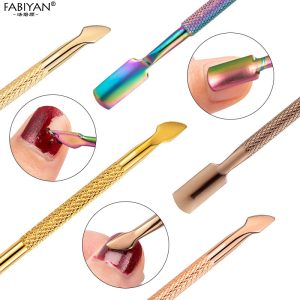 Cross-border nail art steel push dead skin push stainless steel double-ended nail removal planer color titanium nail file nail removal dead skin removal tool