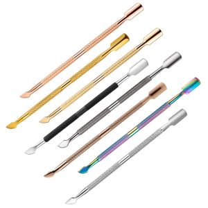 Cross-border nail art steel push dead skin push stainless steel double-ended nail removal planer color titanium nail file nail removal dead skin removal tool