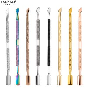 Cross-border nail art steel push dead skin push stainless steel double-ended nail removal planer color titanium nail file nail removal dead skin removal tool