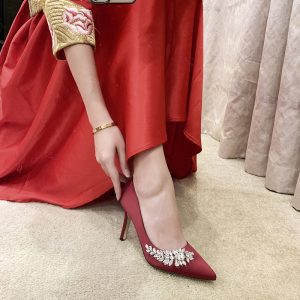 2023 New Bridal Wedding Shoes, Women's Crystal Shoes, Champagne Bridesmaid Wedding White High Heels, Burgundy Xiuhe Shoes