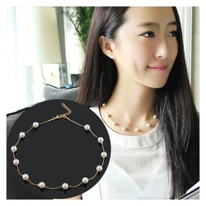Korean version of jewelry accessories decoration versatile lady multiple pearl necklace female small fresh long sweater chain