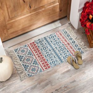 Bohemian style simple tassel cotton and linen small fresh floor mats living room bedroom bedside floor mats retro clan blanket