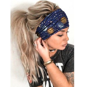 European and American cross-border new personality print yoga sports wide bundle wide brim hair band wash face ladies headwear wholesale